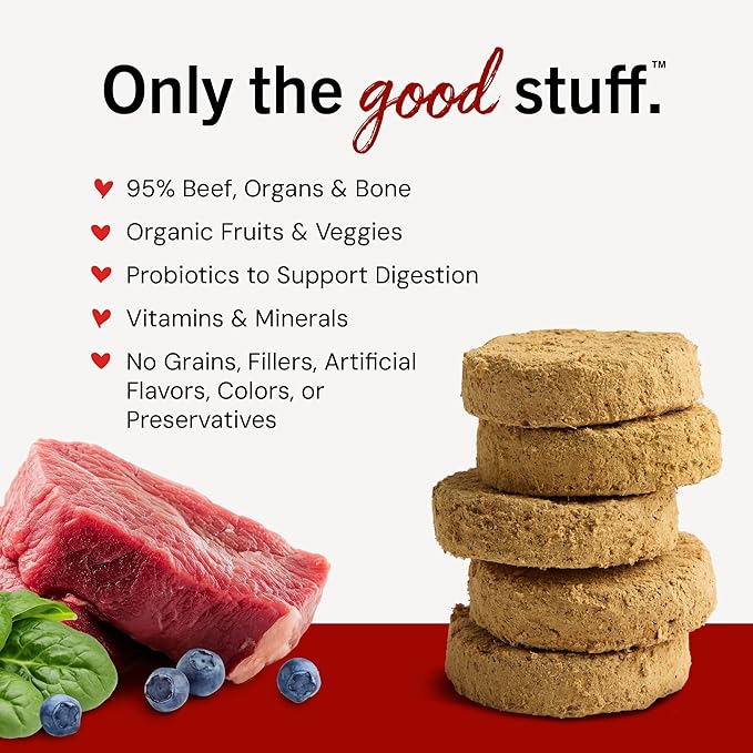 Stella & Chewy's Freeze-Dried Raw Dinner Patties - Beef Recipe - High Protein Grain-Free Puppy & Dog Food - Perfect For Picky Eaters - 14 oz-Mewly Pet