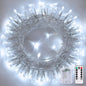 JMEXSUSS White Christmas Lights with Remote, 33ft 100 LED Battery Operated Christmas Lights, 8 Modes Outdoor Indoor String Light for Xmas Bedroom Tree Yard Porch Wedding