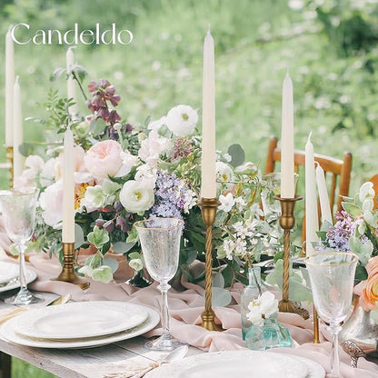 Gold Candlestick Candle Holders: Tall Taper Candles Stick Holder Wedding Decor Set of 10 Dinning Table Centerpiece Vintage Metal Candle Stand