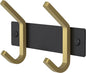Small Coat Rack Wall Mount – Black and Gold Hook Rail with 2 Double Coat Hooks, 6 Inch Stainless Steel Wall Hooks for Entryway, Bathroom, Bedroom, Closet, Towel, Hat, Bag, Heavy Duty Organizer