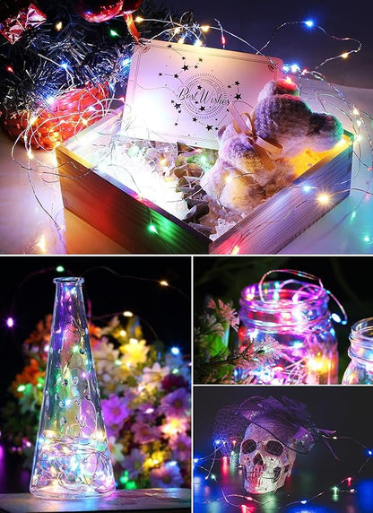 Minetom Fairy Lights Battery Operated, 2Pcak 33Feet 100 LEDs Mini Battery Powered String Lights, Waterproof Twinkle Lights Mason Jar Lights for Indoor Home Wedding Christmas Decoration, Multicolor