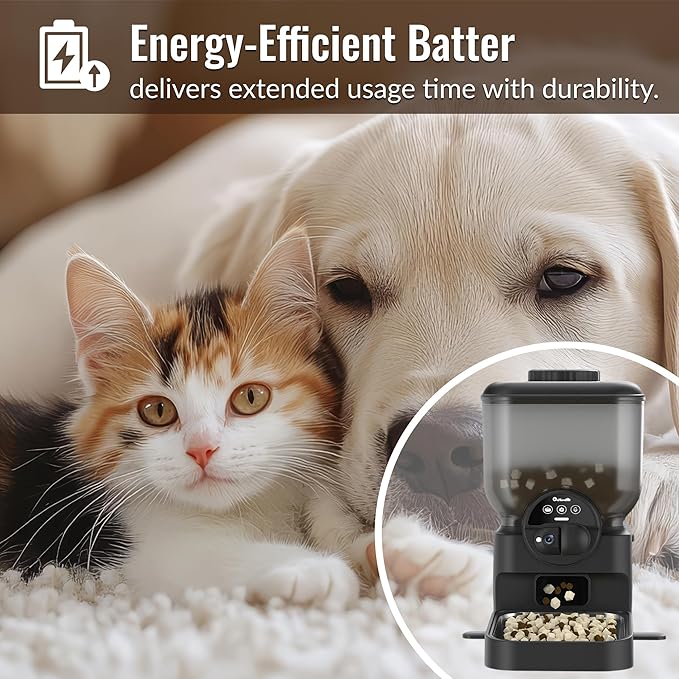 Automatic Pet Feeder for Cat and Dog - 6L Auto Cats Food Dispenser with Camera - WiFi App Control Smart Feeders with Timed - Dogs Feeding Station with 15-Day Battery Life After Power Off-Mewly Pet