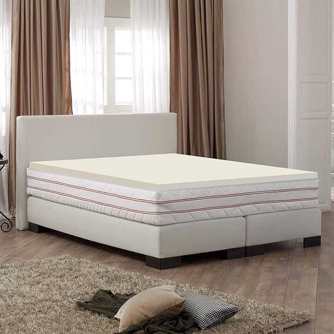 Mayton Soft 2-inch Foam Mattress Topper with Optimum Body Support | Comfortable and Breathable Bed Toppers for Mattress with Orthopedic Benefits, Helps Relieve Luber and Back Pain, King, White