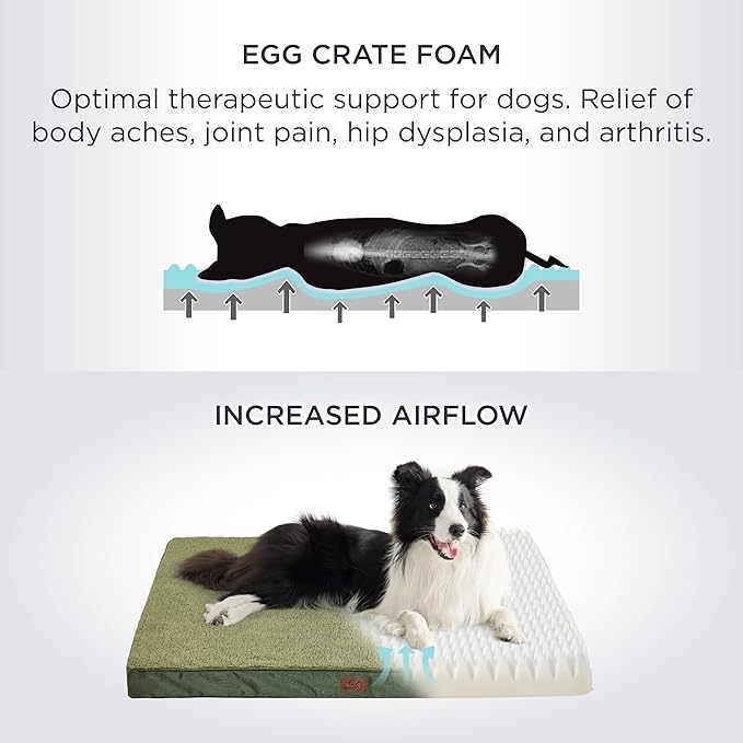 Bedsure XL Dog Beds Large Sized Dog -Orthopedic Flat Extra Large Pet Beds with Removable Washable Cover, Egg Crate Foam Mat, Suitable for Pet Up to 100 lbs-Mewly Pet
