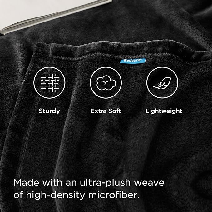 Bedsure GentleSoft Fleece Blanket California King Size Black - Lightweight Plush Fuzzy Cozy Soft Bed Blankets, 102x96 inches