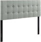 Modway Emily Tufted Button Linen Fabric Upholstered Full Headboard in Gray