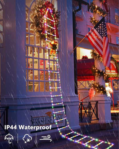 Toodour LED Christmas Lights - 10ft Christmas Decorative Ladder Lights with Santa Claus, Xmas Decorations Light for Indoor Outdoor, Window, Garden, Home, Wall, Xmas Tree Decor - Multicolor