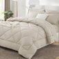CozyLux Full Size Comforter Sets Beige - 7 Pieces Bed in a Bag Full, Luxury Soft Bed Set for All Seasons, Bedding Set with Down Alternative Comforter, Sheets, Pillowcases & Shams