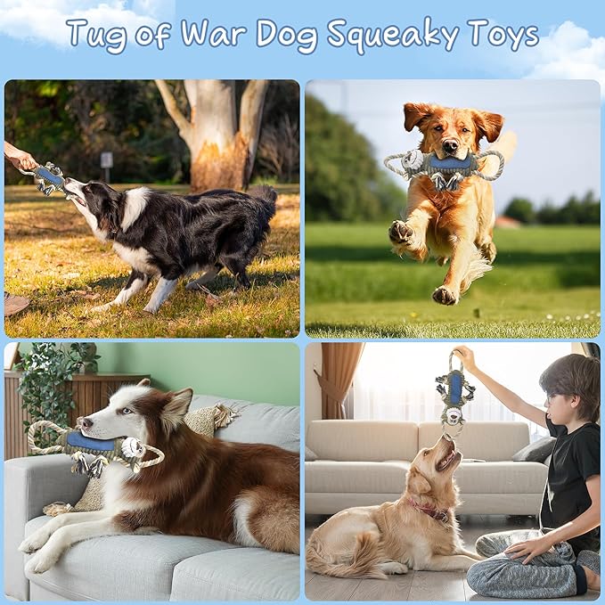 Funny Plush Dog Chew Toys, Squeaky Dog Toys, Interactive Tug of War Puppy Toys, Stuffed Dog Toys for Small, Medium and Large Dogs - Monkey-Mewly Pet