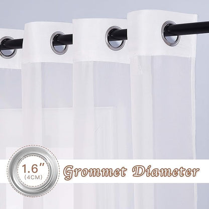 NICETOWN Living Room Sheer Curtains Extra Long 108" L, Eyelet Top Voile Textured Hazy Sheer Panels Window Drapes with Light Penetration for Villa, Ivory, 2 Panels=140" Wide