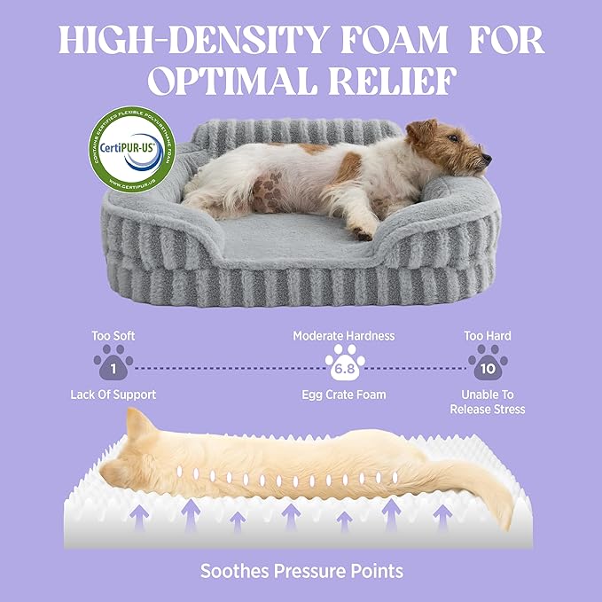 LE SURE Cute XL Dog Beds, Orthopedic Waterproof Dog Bed for Extra Large Dogs, Non-Slip Bottom and Egg-Crate Foam Big Pet Couch Sofa with Washable Removable Cover, Grey-Mewly Pet
