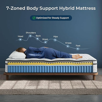 Vesgantti Twin XL Mattress 10 Inch, Fiberglass-Free | Cool Sleep Hybrid Mattress in a Box - Memory Foam & Pocket Springs, Ergonomic Design, Pressure Relief, Medium Firm Feel, 39"*80"*10"