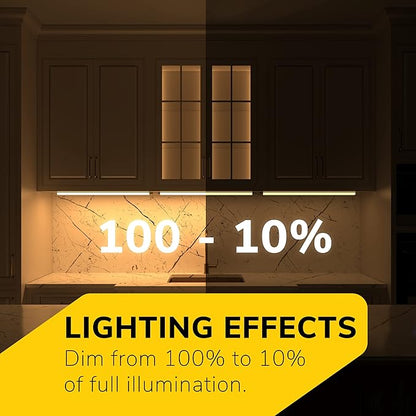GETINLIGHT 30-inch Hardwired Only 3 Color LED Under Cabinet Lighting, Selectable 3000K/4000K/5000K, Dimmable, Matte White Finished, ETL Listed, IN-0201-14-WH-345K