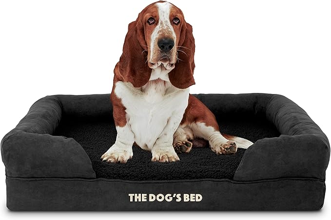 The Dog’s Bed, Large Black Faux PL 36x27, Memory Foam, Pain Relief: Arthritis, Hip & Elbow Dysplasia, Post Surgery, Lameness, Supportive, Calming, Waterproof Washable Cover, Veterinary Approved-Mewly Pet