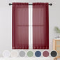 OWENIE Sheer Curtains 54 inches Long 2 Panels Set, Rod Pocket Curtain Sheers for Living Room/Bedroom, Light Filtering Voile Panels Drapes Small Window Treatments, 42" W x 54" L, Burgundy Red