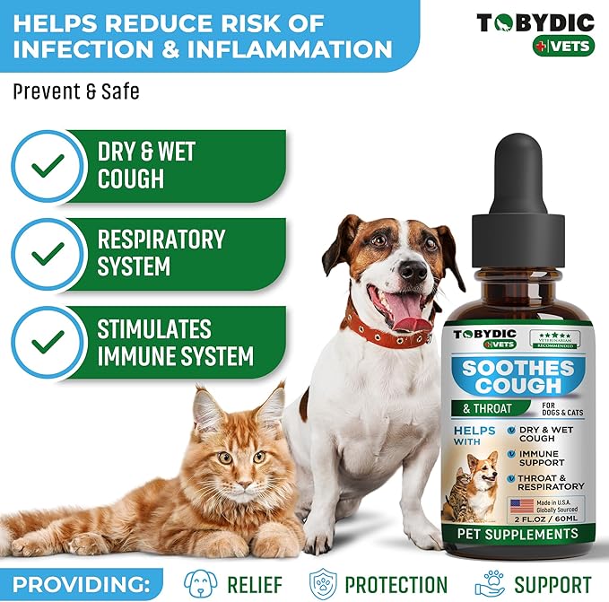 Dry & Wet Kennel Cough Natural Medicine & Relief for Dogs and Cats - Herbal Treatment Support Helps to Soothe Throat & Respiratory Trachea Comfort Supplement for Pets - Made in USA-Mewly Pet