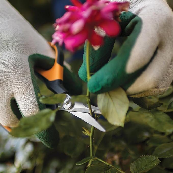 Fiskars Comfort Loop Micro-Tip Pruning Snips - 7" Garden Shears with Sheath and Extra Large SoftGrip Handle - Yard and Garden Tools - Orange/Black-Mewly Pet
