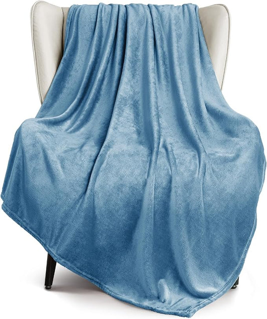 Exclusivo Mezcla Fleece Throw Blanket for Couch, Sofa, 300GSM Super Soft and Warm Blankets, Slate Blue Throw All Season Use, Cozy, Plush, Lightweight, 50x60 Inches