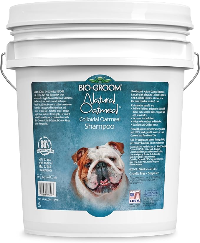 Bio-Groom Oatmeal Dog Shampoo – for Allergies and Itching, Cruelty-Free, Dog Bathing Supplies, Puppy Shampoo for Sensitive Skin, Made in USA, Anti-Itch Dog Products – 5 Gallons-Mewly Pet