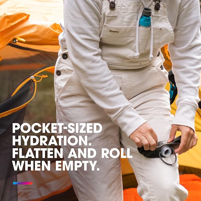 HydraPak Stow - Collapsible Backpacking Water Bottle (350ml, 500ml, 1L) - BPA Free, Ultra Light, Spill-Proof Twist Cap-Mewly Pet