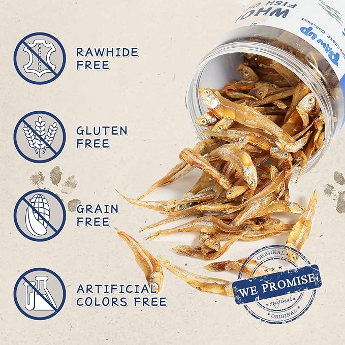 Whole Fish Treats for Dogs Cats, Air Dried -100% Wild-Caught Fish Treat, Only Two Ingredient, High in Protein and Omega-3, 8oz-Mewly Pet