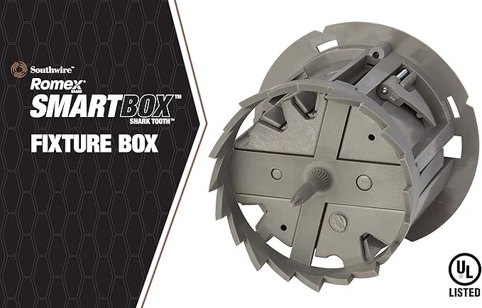Southwire MSBST250 Smart, Shark Tooth Integrated Fixture and Ceiling Electrical Box w/Hole Saw, Supports 6 lb, Gray (Pack of 2)