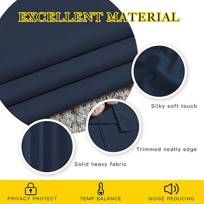 NICETOWN Window Drapes Long Curtains - (52 inches Wide x 120 inches Long, Navy, 2 Pieces) Living Room Panels Grommet Top Window Treatment for Hall & Guest Room