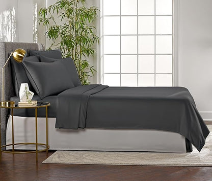 Twin Sheets by Pure Bamboo, Genuine 100% Organic Viscose Derived from Bamboo Bed Sheet Set, Luxuriously Soft & Cooling, Double Stitching, Lifetime Quality Promise (Twin, Charcoal)