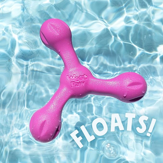 WEST PAW Zogoflex Air Skamp Tug-of-War Stick Dog Chew Toy – Hollow, Squishy Interactive Toy for Dogs, Puppies – for Chewing, Catch, Carry, Fetch, Dishwasher Safe, Latex-Free, Large 8.5", Hot Pink-Mewly Pet