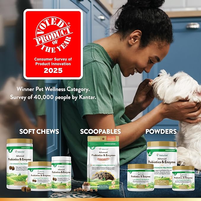 NaturVet Scoopables Advanced Probiotics for Dogs - Chewable Dog Probiotics & Digestive Enzymes - Support a Healthy Gut for Your Pet - Hickory Smoked Bacon Flavor | 11oz Bag-Mewly Pet