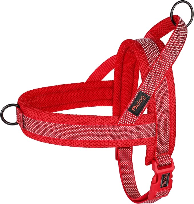 Didog No Pull Dog Harness with Breathable Mesh Padded, Full Reflective & Quick Fit Adjustable Vest Harness, Easy for Training Walking for Small & Medium and Large Dogs (Red, M:Chest 21-26")-Mewly Pet