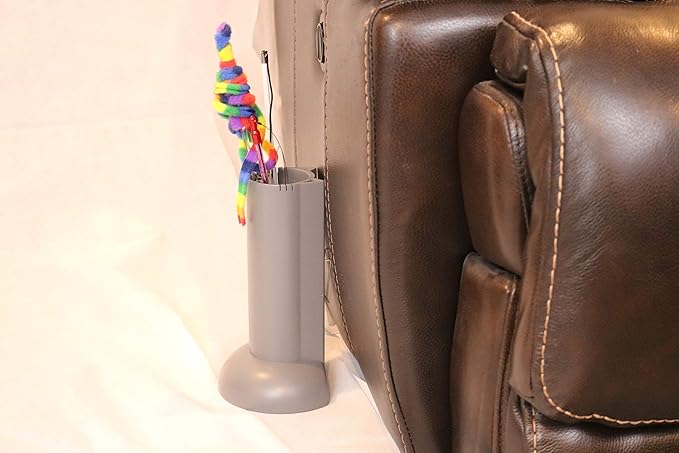 Cat Teaser Wand Holder. Keep Cats Safe with This Unique Cat Toy Storage Solution. Organize Feather Cat Wand Toys. Patent Pending (Gray)-Mewly Pet