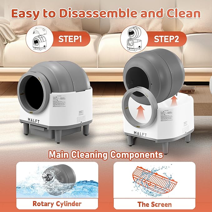 Automatic Cat Litter Box 90L –Self-Cleaning Cat Litter Box, Smart APP Monitoring, Safety Sensors, Low-Noise Cleaning, Large Capacity for Multiple Cats (Includes Mat & Waste Bags)-Mewly Pet