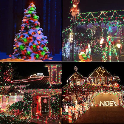 LYHOPE Battery Christmas Lights, 33ft 100 LED Christmas Lights Waterproof 8 Modes Battery Operated String Light for Outdoor & Indoor, Xmas Tree, Wreaths, Holiday Decoration (Red & Green)