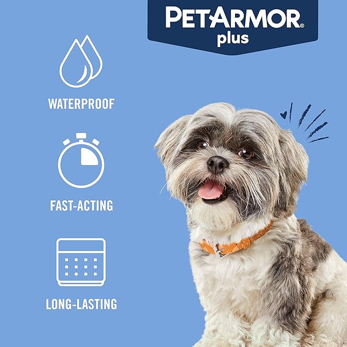 PetArmor Plus Flea and Tick Prevention for Dogs, Dog Flea and Tick Treatment, 3 Doses, Waterproof Topical, Fast Acting, Small Dogs (5-22 lbs)-Mewly Pet