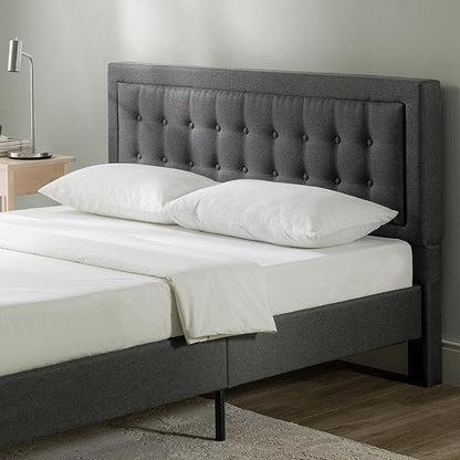 ZINUS Dachelle Upholstered Platform Bed Frame, Mattress Foundation, Wood Slat Support, No Box Spring Needed, Eco Friendly WonderBox (TM) Packaging, Easy Assembly, Dark Grey, Full