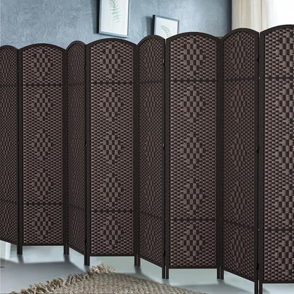 Rose Home Fashion 6 ft Tall Room Divider, Room Dividers and Folding Privacy Screens, 15.7in Privacy Screen 8 Panel Partition Temporary Wall Separation for Private, Dark Coffee