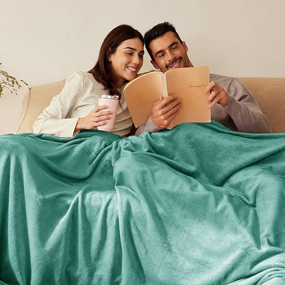 Exclusivo Mezcla Fleece Blanket Twin Size for Bed, Super Soft and Warm, All Season Use, Cozy, Plush, Lightweight, 90x66 Inches, Celadon