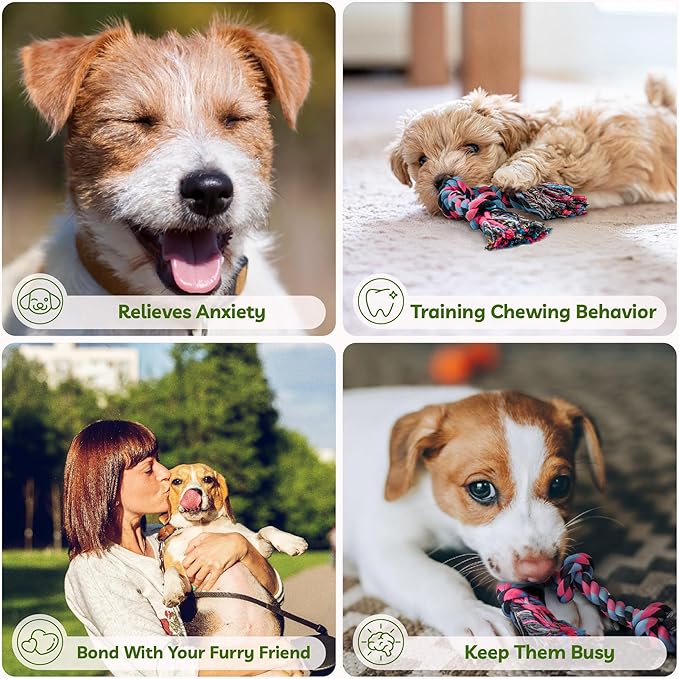 SHARLOVY Puppy Rope Toy, Dog Rope Toy for Small Dogs, Puppy Teething Toys, Cotton Interactive Tug of War Dog Toy for Puppies Boredom, Dog Chew Toys for Aggressive Chewers Small Breed-Mewly Pet