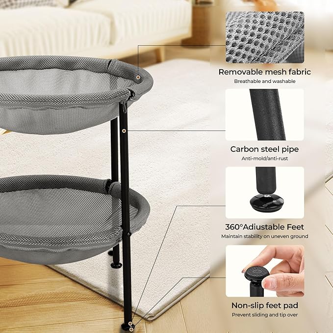 Double Cat Hammock Bed，Elevated and Raised Cat Beds for Indoor and Large Cats-Mewly Pet