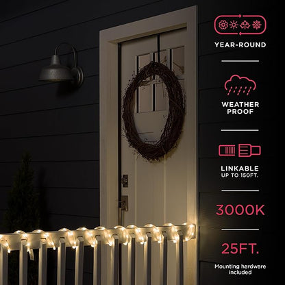 UltraPro LED Rope Lights, 25ft Classic Clear Rope, Warm White Light 3000K, Indoor/Outdoor, Flexible, Linkable, Durable, Rope Lights Outdoor, 54504 (Pack of 6)