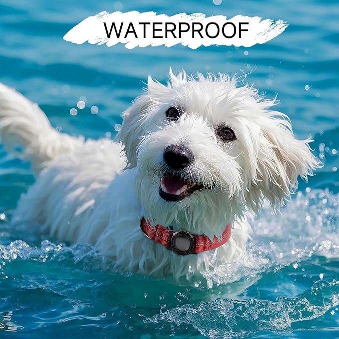 Dog Collar Compatible with Airtag, with Waterproof Cover, Multiple Colors, Multiple Sizes, Breathable Cotton and Linen Material, Suitable for Small, Medium and Large Dogs-Mewly Pet