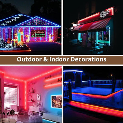 LED Rope Lights, 33Feet Red Flat Flexible Strip Light, Plug in Novelty Lighting, Connectable and Waterproof for Home Christmas Holiday Garden Patio Party Decoration