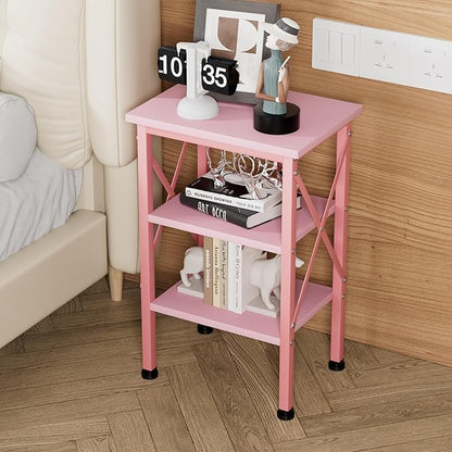 VECELO Modern Nightstands X-Design Side End Table Night Stand with Storage Shelf for Bedroom,Living Room,
