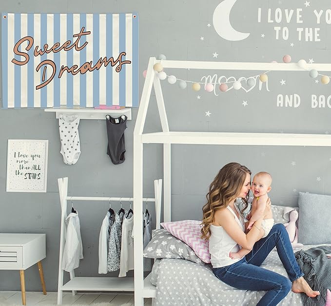 Sweet Dream Rectangular Canvas Banner-Boho Flags Wall Sign for Kids Toddler Boys Girls,Baby Room Nursery Above Crib Bedroom Apartment Dorm Wall Decor-Baby Shower Birthday Christmas Gift