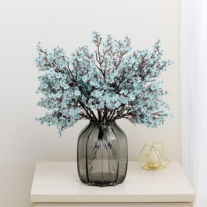 JAKY-Global Babys Breath Fabric Cloth Artificial Flowers 6 Bundle European Fake Silk Plants Decor Wedding Party Decoration Bouquets Real Touch DIY Home Garden (Grey Blue)