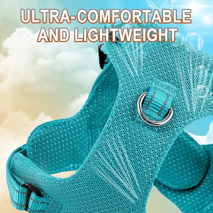 Dog Harness Step in Dog Vest Harness, Reflective Adjustable Puppy No Pull Harness Breathable Soft for Small and Medium Dogs Cats, Ocean Blue, S-Mewly Pet
