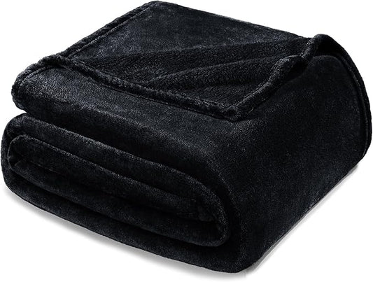 Exclusivo Mezcla Fleece Blanket King Size for Bed, Super Soft and Warm, All Season Use, Cozy, Plush, Lightweight, 90x104 Inches, Black