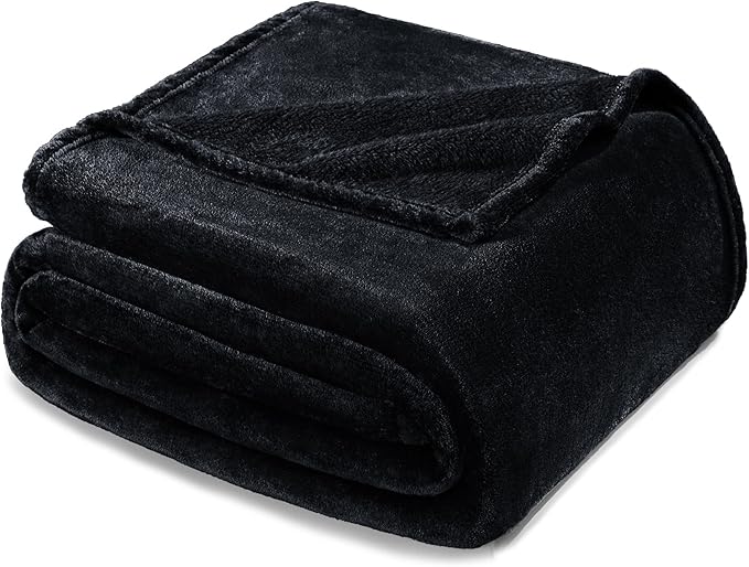Exclusivo Mezcla Fleece Blanket Twin Size for Bed, Super Soft and Warm, All Season Use, Cozy, Plush, Lightweight, 60x80 Inches Black