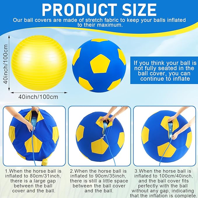 40inch Giant Herding Ball with Ball Cover Anti Burst Please Watch VCR for How to Inflation Horse Toys for Horses Stall Entertainment Play, Pump Included(Yellow,Stylish)-Mewly Pet